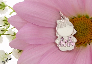 Mom's little girl pendant with simulated October birthstones.