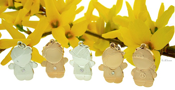 14k yellow gold and sterling silver charms for mom.
